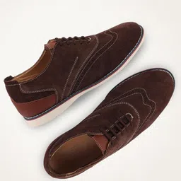 FAUSTO Men Brown Suede Oxfords-image-53