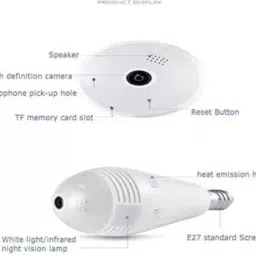 SKY HUB High Quality WiFi Bulb Shape Fisheye 360°Panoramic Wireless Camera with LED Bulb Spy Camera image 3