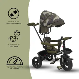 LITTLE ARMY by LB tricycle with Canopy, Parental Control|Age Group 1 to 3 Years|boys,girls Tricycle-image-48