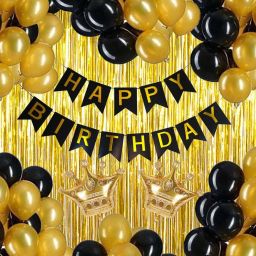 Printed Happy Birthday Decoration Combo Kit with foil Banner Balloons for Boys Kids Girl Balloon-12