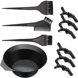 200 ML DYE COLOR MIXING BOWL SET WITH 6PCS ELEGATOR TYPE HAIR CLIP BLACK Hairdye Mixing Bowl-image-47