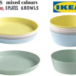 Pack of 12 Plastic Ikea Kalas Plates & Bowls( 6+6) Dinner Set-image-21