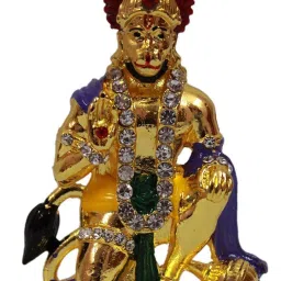 Lord Hanuman Idol Bajrang Bali Ashirwad Idol Gold Metal Statue for Car Dashboard Mahavir Statue Bajrangbali Decorative Spiritual Puja Figurine - Religious Murti Pooja Gift Item / Temple / Home Decor / office Decorative Showpiece Decorative Showpiece Decorative Showpiece Decorative Showpiece - 7 cm-picture-3