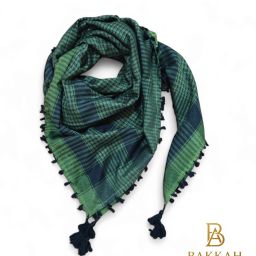 Printed Cotton Blend Men Black, Green Scarf-21