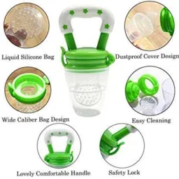 solesky Teethers : It is made of moderately hard silicone and never hurt gum no-matter how hard baby bites them. They are of proper size and convenient for baby hands and can help train operational ability. The product looks cute and tends to attract during teething solve babies habits of chewing/biting fingers and soothe their anxious mood. Made from safe silicone. Pacifier : Easy for baby to suck and chew from food grade silicon . This product provides a handy solution for feeding fruits and vegetables to your baby/toddler. Soother image 3