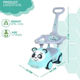 3 in 1 Push Car Panda Plus Rideon with Removable Parental Handle | Guardrails Rideons & Wagons Non Battery Operated Ride On-10