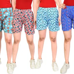 Pack of 4 Printed Women Multicolor Regular Shorts-image-72
