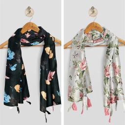Printed Chiffon Women Multicolor Stole, Scarf, Fancy Scarf-image-20