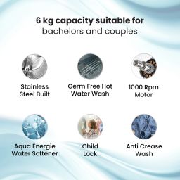 ifb 6 kg 5 Star Gentle Wash, Aqua Energie, Laundry Add, In-built heater Fully Automatic Front Load with In-built Heater Silver image 2