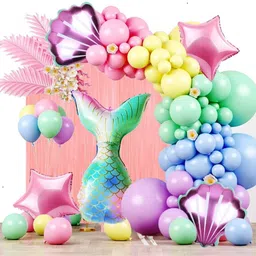 poptheparty Printed Mermaid Tail Theme Birthday Decorations Aqua Theme Decorations Balloon-picture-2