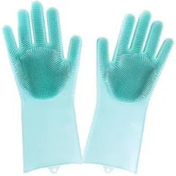 Silicone Non-Slip, Dishwashing and Pet Grooming, Magic Latex Scrubbing Gloves Wet and Dry Disposable Glove Set-image-26