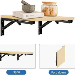vattu Folding Shelf Bracket Heavy Duty Metal Collapsible Shelf Bracket for Bench Table 40 Cms Shelf Bracket image 2