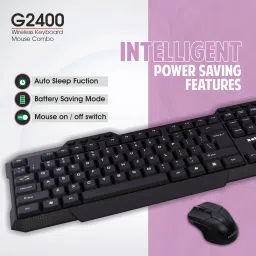 zebion G2400 Wireless Keyboard and Mouse + Pronto 101 USB HUB Combo Set image 4