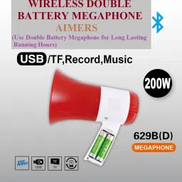 And Memory card input. Talk, Record, Play Wireless Double Battery Megaphone For Announcement With Recorder, USB Indoor, Outdoor PA System-5