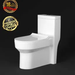 W/504 Premium Quality Ceramic One Piece Commode With Slim Soft Close Seat Cover [S Trap 225mm(9Inch)] Western Commode-17