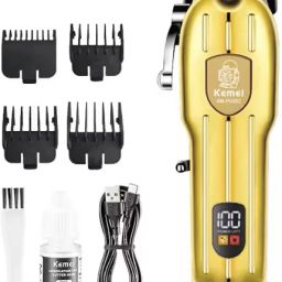 Kemei KM-802 USB Rechargeable Metal Body Hair Clipper LED Power Display Trimmer 120 min Runtime 4 Length Settings-picture-21