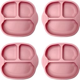Set of 4 Self-Feeding Baby Dish With Suction Cups,Toddler Plates, Microwave Safe- Silicone-16