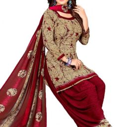 Unstitched Crepe Salwar Suit Material Printed-image-36