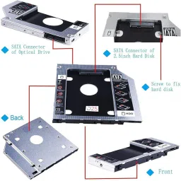 D25 Optical Bay 2nd Hard Drive Caddy, 12.7 mm CD/DVD Drive Slot for SSD and HDD to Expanded Data Storage on All Laptops 2.5 inch internal hard drive enclosure/hard disk caddy image 4