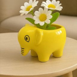 Cute Vase for Office Desk, Balcony and Indoors | Elephant Ceramic Vase-image-92