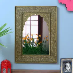 craft tree Gold Mango Wood Center Wall Mirror-picture-10