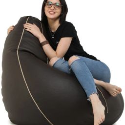 XXXL Faux Leather Piping Bean Bag for Adults with Premium Comfort Design Teardrop Bean Bag With Bean Filling-image-65