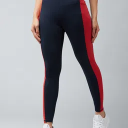 blinkin Color Block Women Dark Blue, Red Tights-picture-24