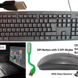 ANJO USB Keyboard-Wireless Mouse-Mouse Pad-2.0 USB Hub-2in1 OTG Micro&C-Ext Cable-LED Combo Set image 4