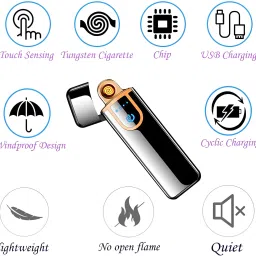 guggu USB Cigarette Lighter for Smoking Windproof Slim Lighter with Fingerprint H270 USB Cigarette Lighter for Smoking Windproof Slim Lighter with Fingerprint H270 Pocket Lighter image 5