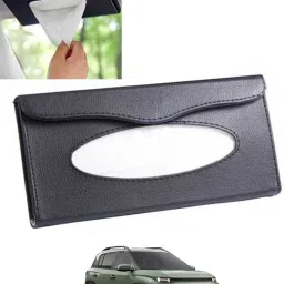 Black Leatherite Rectangle Shape Fancy Design Tissue Dispencer For Car-06 Vehicle Tissue Dispenser-12