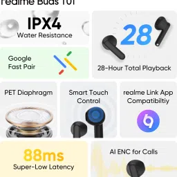 realme Buds T01 with 13mm Driver, AI ENC for Calls, BT 5.4 and upto 28 hours Playback Bluetooth Headset image 2