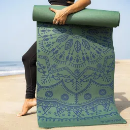 Perfumed TPE Yoga Mat with Mandala Print and Carry Bag for Men and Women Green 6 mm Yoga Mat-image-67
