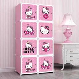 ® 8 Door Plastic Sheet Wardrobe Storage Rack Closest Organizer for Clothes Kids PP Collapsible Wardrobe-image-22