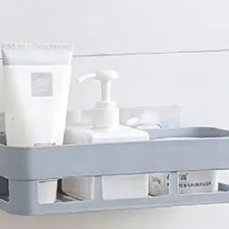 Self Adhesive Multi-Purpose Wall Hanging BATHROOM floating Shelf (PACK OF 1) Plastic Wall Shelf-image-24