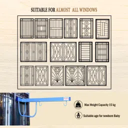 get it Blue Window Cradle Premium Strong Metal and 100 % Baby Safety Stand Alone image 4