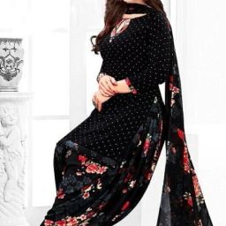 Unstitched Crepe Salwar Suit Material Printed-image-109