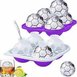 Premium Silicone Large 3D Football shape, Long-Lasting & Flexible Ice Cube Trays Purple Silicone Ice Ball Tray-image-53
