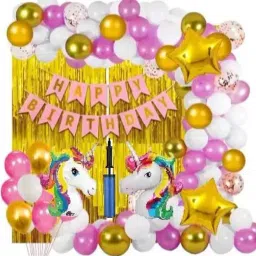 Solid Unicorn Theme Birthday Decoration Items Set Kit Combo for WIfe, Girl, Kids Balloon-15