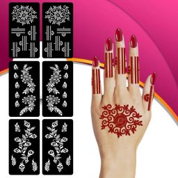 Combo Mehndi Stencil Sticker Pack With Flower Themes For Events, Functions-image-80