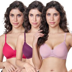 skdreams Pack of 3 Women Full Coverage Lightly Padded Bra-picture-49