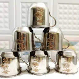 Pack of 6 Stainless Steel Steel tea cup set laser singlewall-22