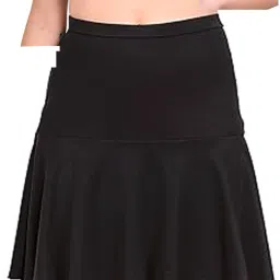 Sports wear swimming wear water sports Women swim Skirt & Crop top Solid Women Swim-dress Black Swimsuit-image-5