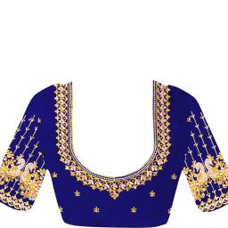 Unstitched Art Silk Blouse Material Embroidered-image-97