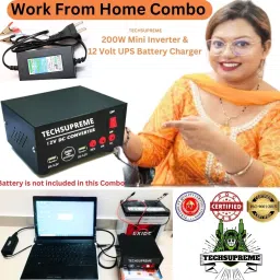 TechSupreme Work From Home Combo 200 Watt 12v DC to AC Converter & 12v 2 Amp Battery Charger 110 W Adapter-11