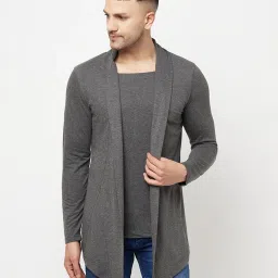 Men Asymmetric Full Sleeve Grey Shrug-image-85