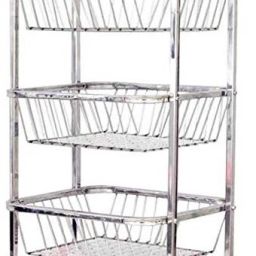 Vegetable and Fruit Trolley, 3 Stand- 28 inch Stainless Steel Kitchen Trolley-image-9