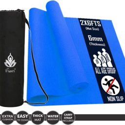 6MM-(blue)100% EVA ANTI SKID Light Weight YOGA MAT WITH CARRY STRAP Blue 6 mm Yoga Mat-image-70
