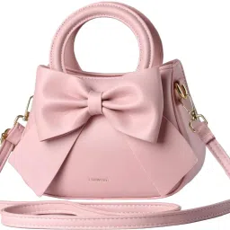 Pink Women Sling Bag Women Bow Handheld Shoulder Bag Crossbody And Sweet Small Bucket Bag (Pink)-image-45
