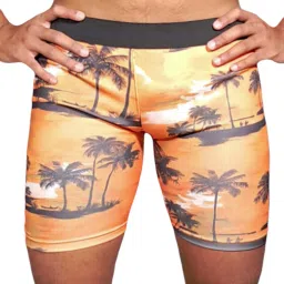 Fashion Printed Men Swim Bottom Black, Orange Swimsuit-image-3