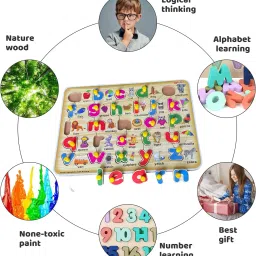 plus shine Small Letters Alphabet Board Educational Learning Puzzle Game with Picture&Knobs image 2
